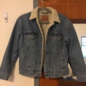Levi Sherpa Trucker Jacket With Metal Pocket Studs